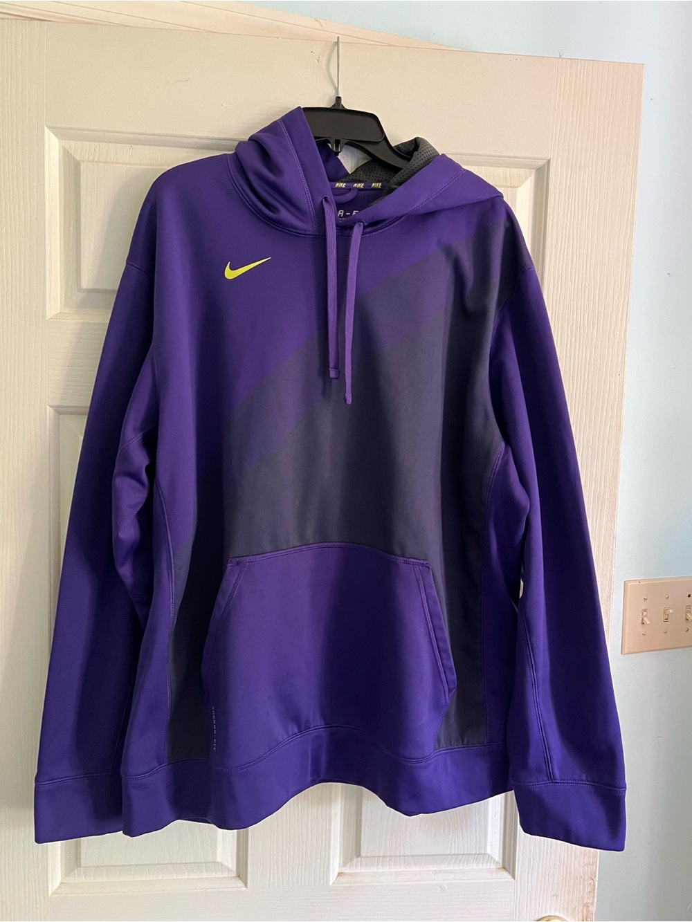 Nike Purple Therma-Fit Hoodie with Yellow Logo Trim